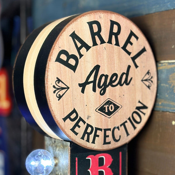 Bourbon Whiskey Barrel Aged Double Sided LED Sign W/ Vintage Arrow Shaped Design