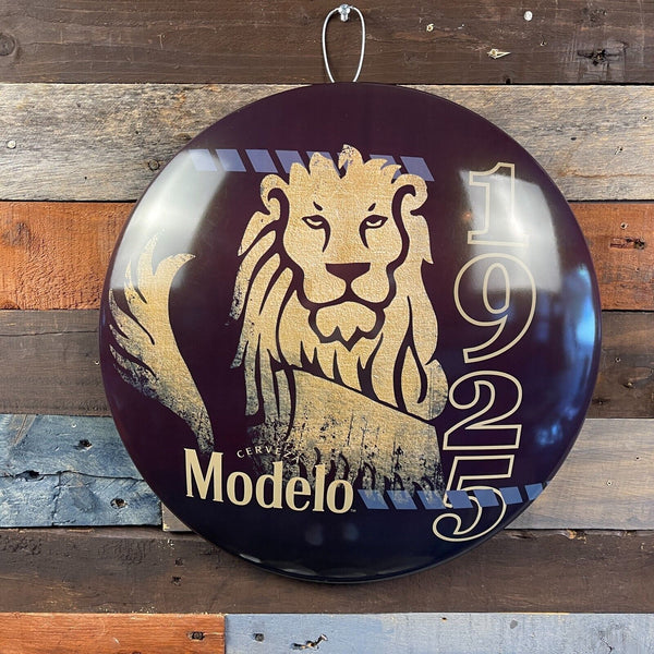 Modelo 1925 Golden Lion Dome and Rounded 16" Metal Sign