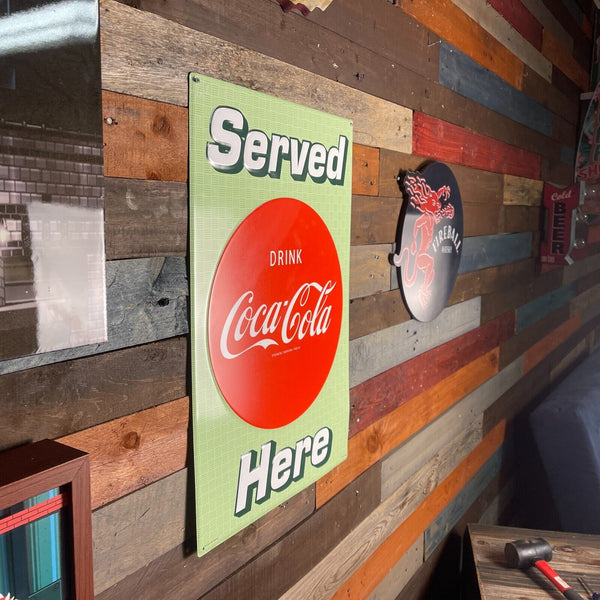 Coca Cola Served Here 24" Steel Sign