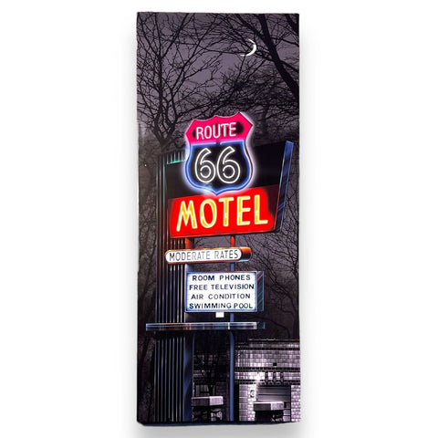 Route 66 Motel Lacquer Canvas Art Retro Americana Wall Decor