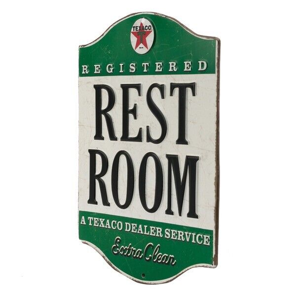 Texaco Restroom Embossed Metal Sign