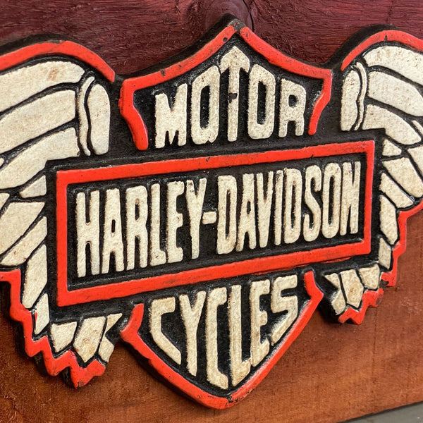 HD Motorcycles Wings Solid Cast Iron Plaque Sign, Bar Game Room Man Cave Decor