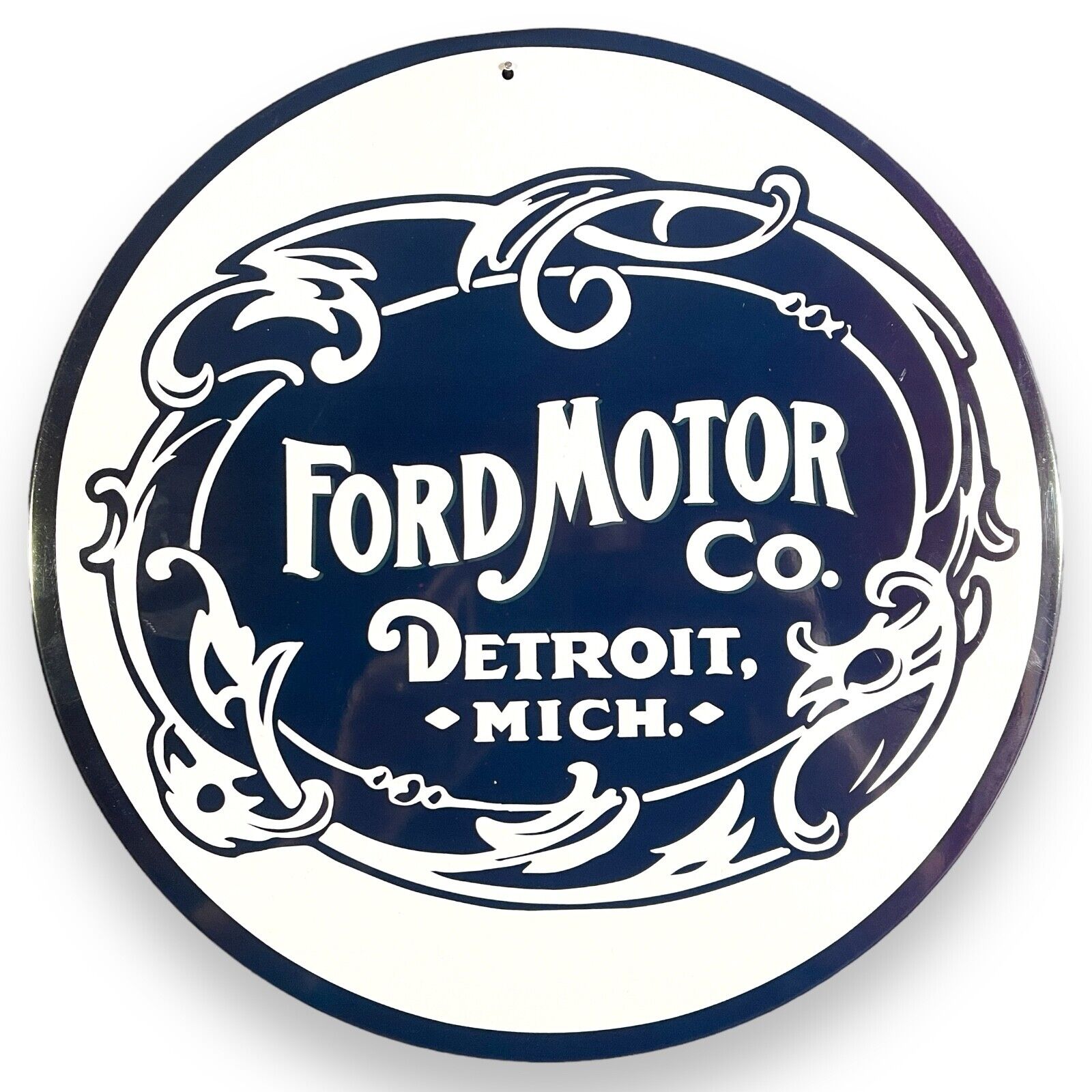 Ford Motor Co. 12" Round Metal Sign Vintage Advertising Wall Decor