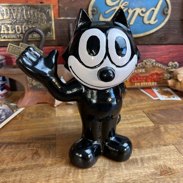 Felix The Cat Cast Iron Bank With Painted Finish, Decor Bookend