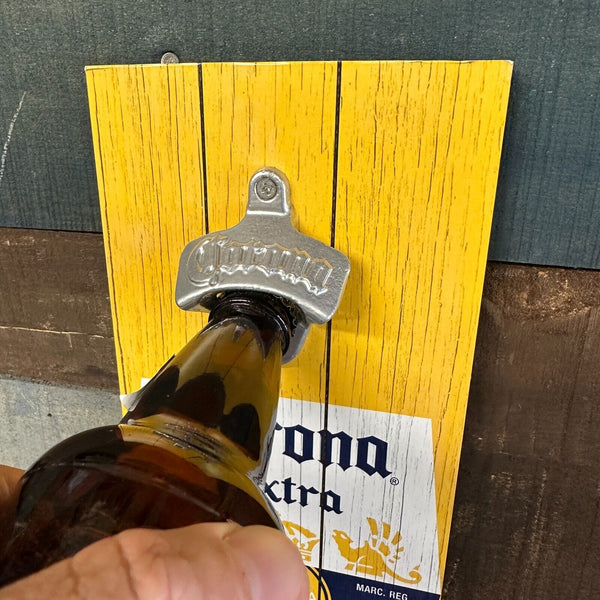 Corona Extra Bottle Opener and Cap Catcher Wall Mounted Plaque