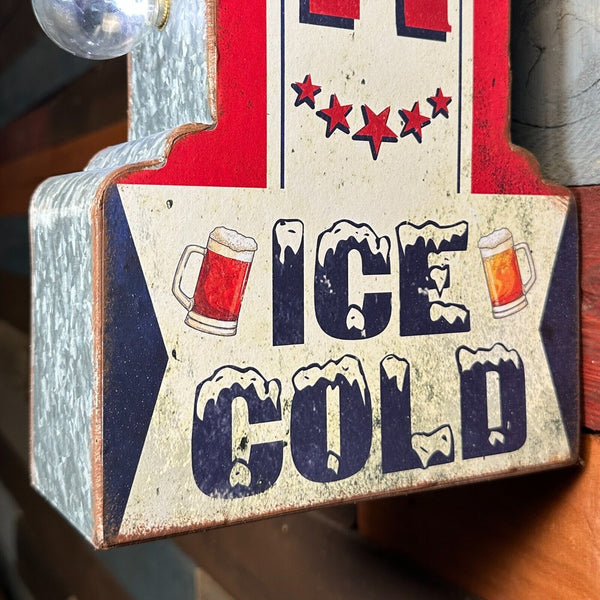 Beer Ice Cold LED Sign 26" Double Sided Vintage Retro Off The Wall Design