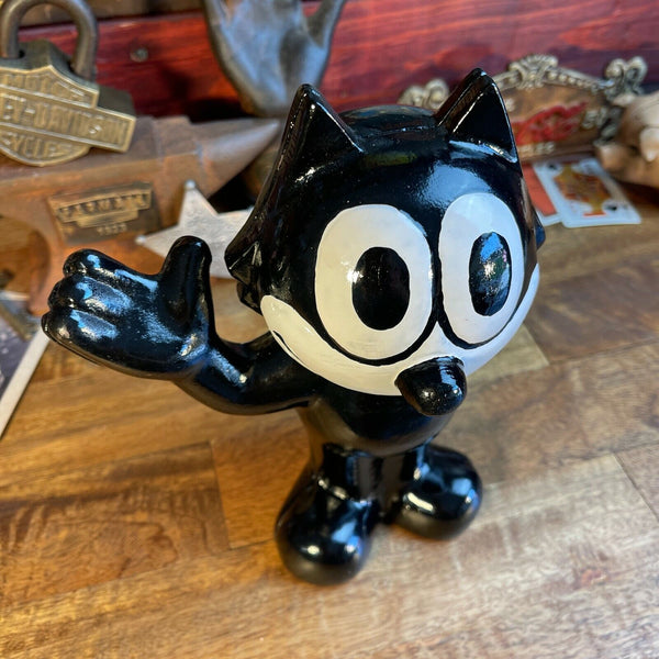 Felix The Cat Cast Iron Bank With Painted Finish, Decor Bookend