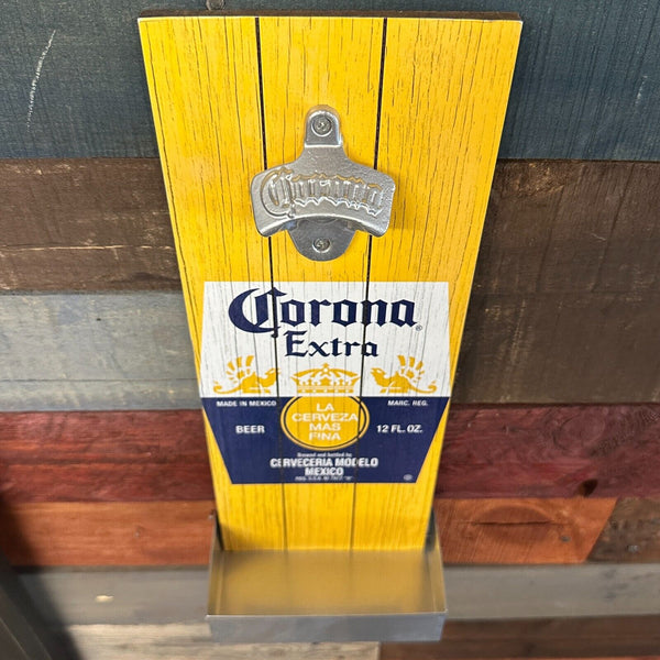 Corona Extra Bottle Opener and Cap Catcher Wall Mounted Plaque