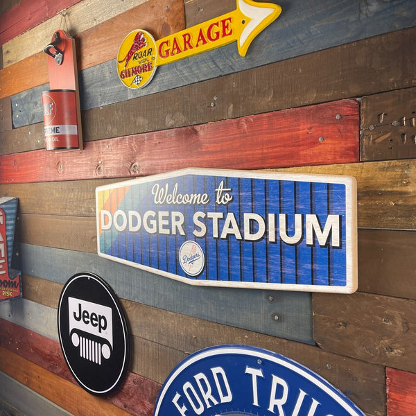 Welcome To Dodger Stadium Traditional Wood Wall Sign Los Angeles Dodgers