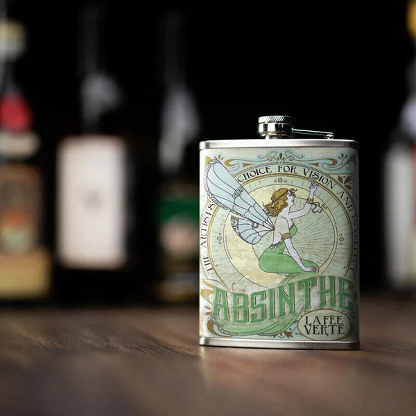 Absinthe Green Fairy Stainless Steel Flask