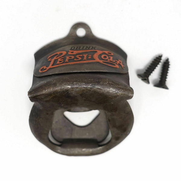 Pepsi Cola Wall Mounted Bottle Opener, Die Cast With Painted Antique Finish