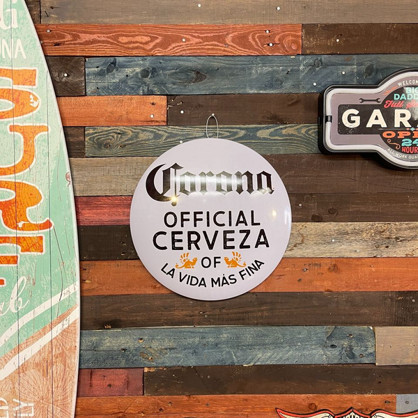 Corona Official Cerveza Of La Vida Mas Fina Round Dome Shaped 16" Metal Sign