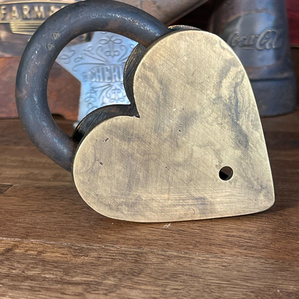 Victorian Ornate Heart Shaped Brass Lock With Antique Vintage Finish Steampunk