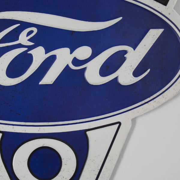 Ford V8 Genuine Parts Embossed & Shaped Metal Sign