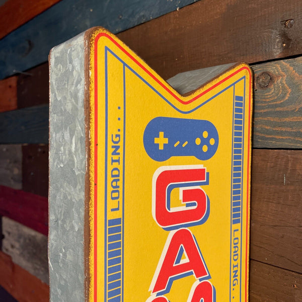 Game Zone Gamer Double Sided LED Sign W/ Retro Vintage And Arrow Shaped Design