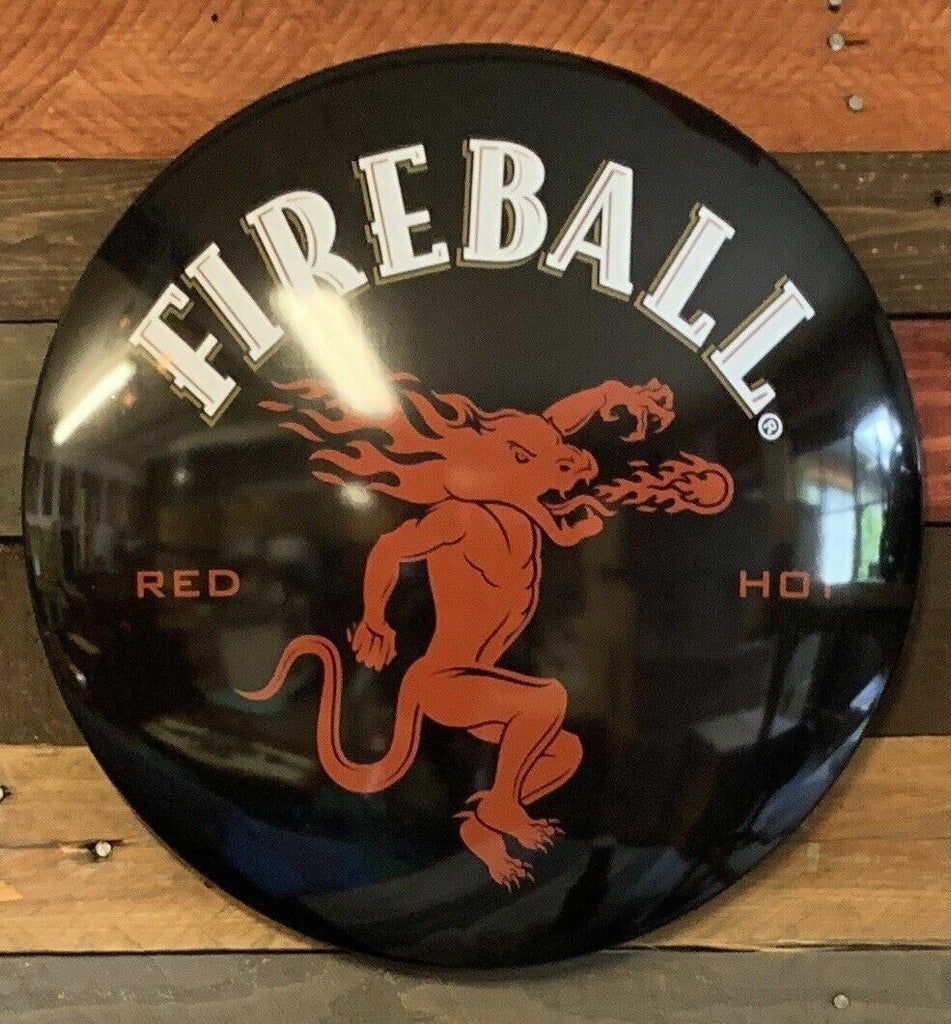 Fireball Bar Sign Fireball Red Hot Whiskey Dome Round Metal Sign Bar Man Cave Garage Wal ...