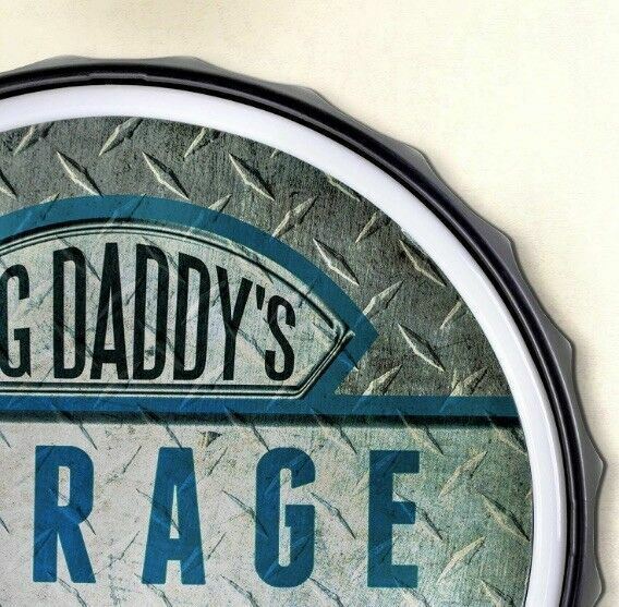 Big Daddy's Garage Round Bottlecap Shaped LED Neon Rope Light Bar Sign