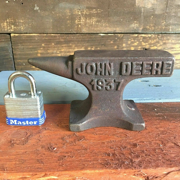 John Deere 1937 Cast Iron Anvil W/ Antique Finish and Raised Letters Paperweight