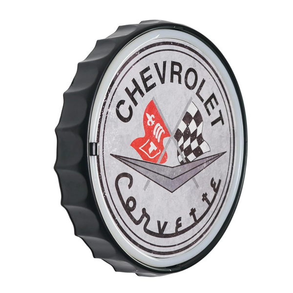 Chevrolet Corvette Neon LED Light Rope Sign Bottle Cap Shaped Bar Man Cave Decor