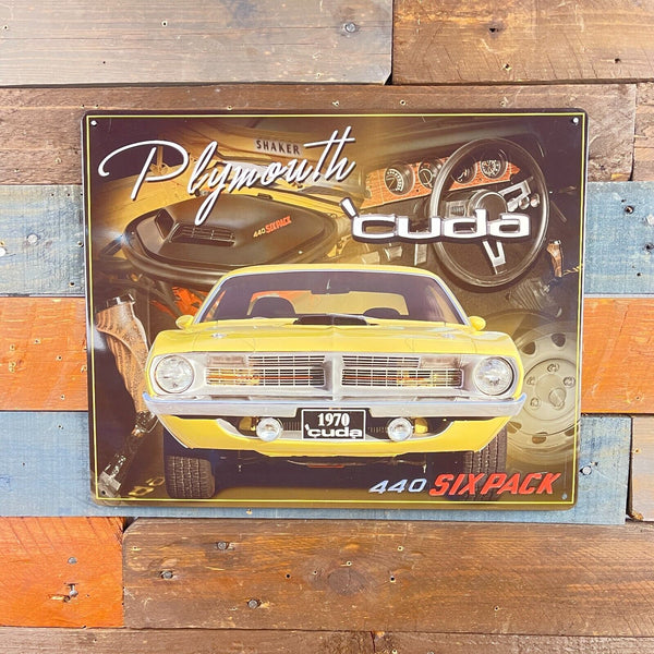 '70 Plymouth Cuda 440 Six Pack 15" x 12" Tin Metal Sign Hemmed Reinforced Edges