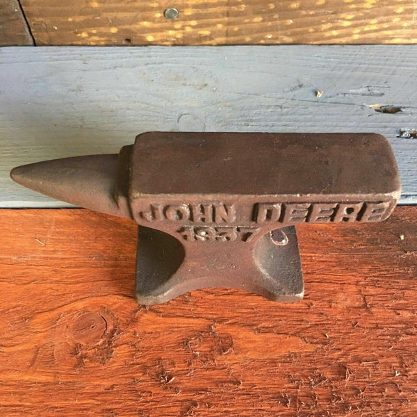 John Deere 1937 Cast Iron Anvil W/ Antique Finish and Raised Letters Paperweight