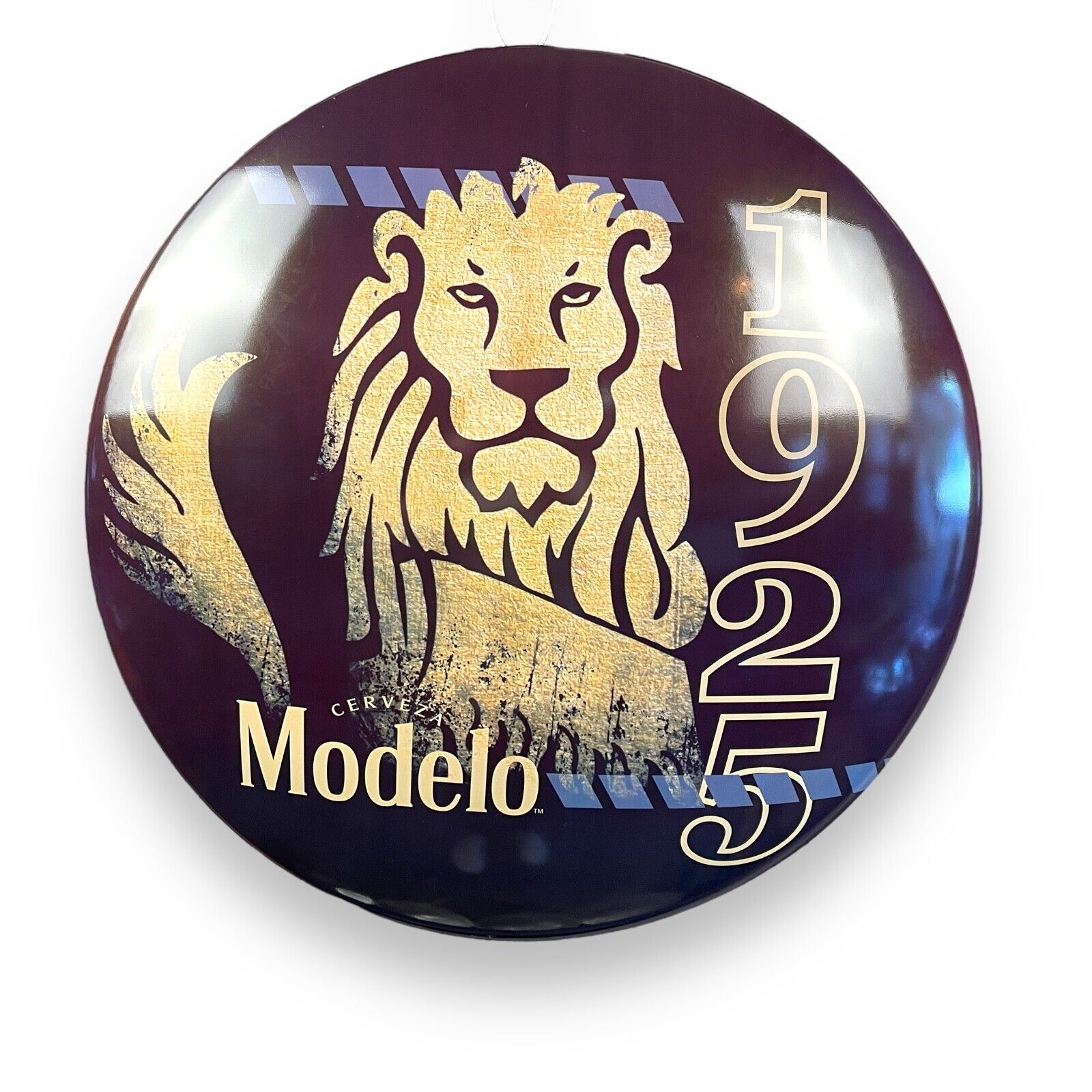 Modelo 1925 Golden Lion Dome and Rounded 16" Metal Sign