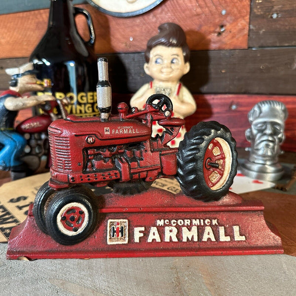 Farmall IH McCormick Tractor Door Stop Cast Iron With Antique Distressed Finish