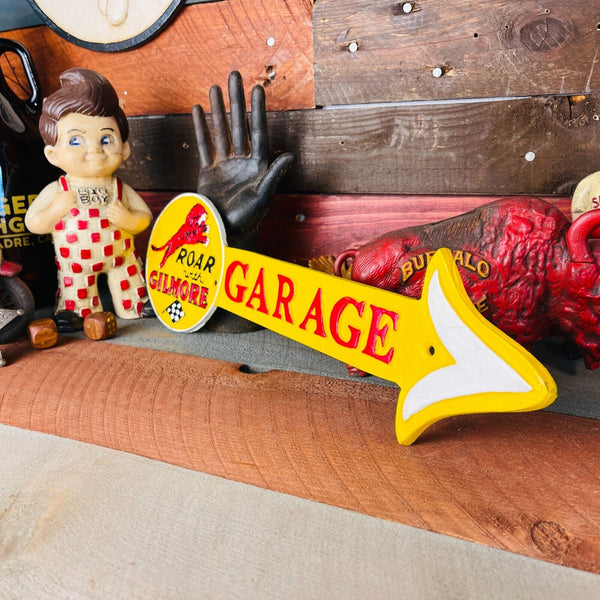 Roar With Gilmore Garage Cast Iron Arrow Plaque Sign