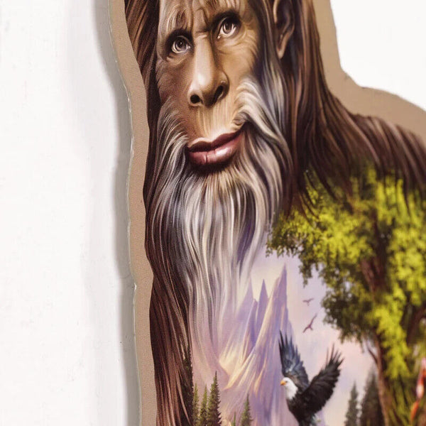 Bigfoot Collage Shaped and Embossed 20" Metal Sign