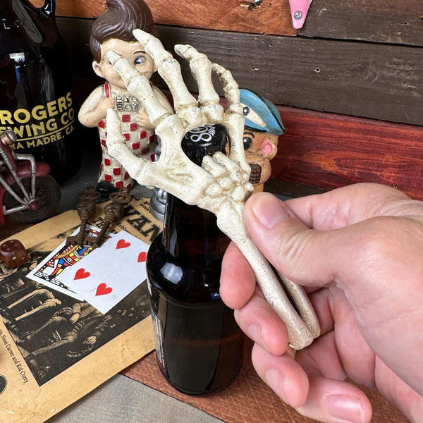 Skeleton Hand Cast Iron Bottle Opener With Antique Finish