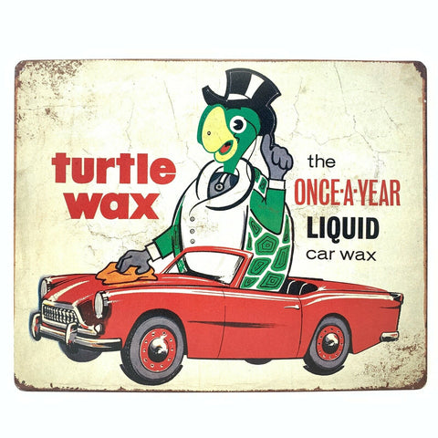 Turtle Wax "The Once-A-Year Car Wax" 15" x 12" Tin Metal Sign, Man Cave Decor