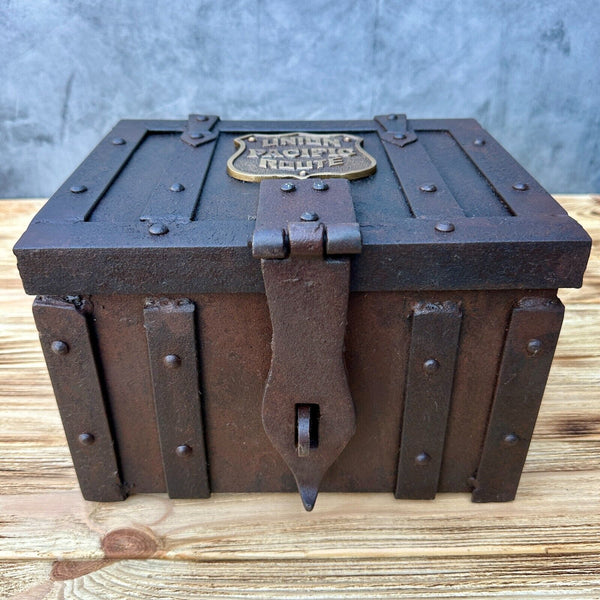 Union Pacific Route Iron Strong Box Chest With Antique Vintage Finish