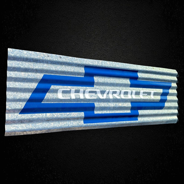 Chevrolet Corrugated Metal Sign Officially Licensed 24" x 8"