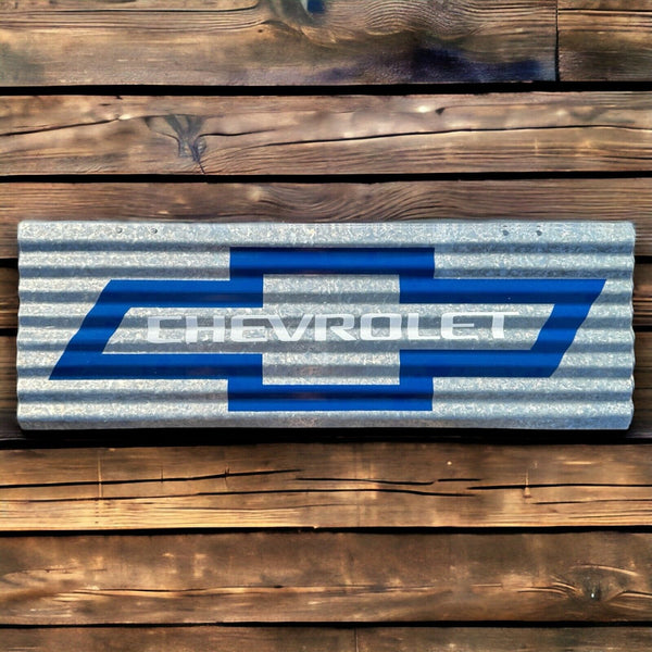 Chevrolet Corrugated Metal Sign Officially Licensed 24" x 8"