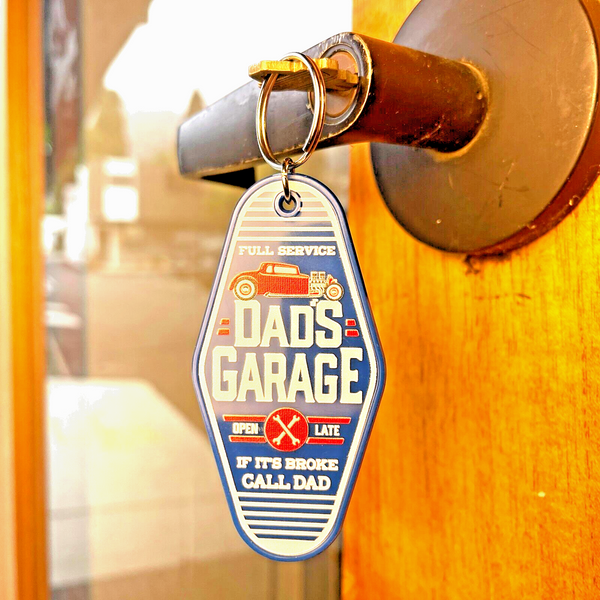 Dad's Garage Keychain Full Service If It's Broken Call Dad Open Late