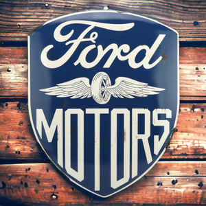 Ford Motors 24" Domed Shield Sign With Vintage Distressed Design