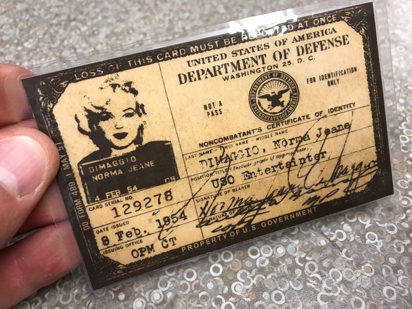 Marilyn Monroe 1954 USA USO Id Card License Drivers