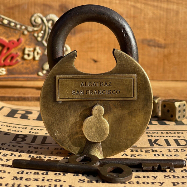 Alcatraz San Francisco Prisoner Transfer Lock, Brass Lock W/ Two Keys