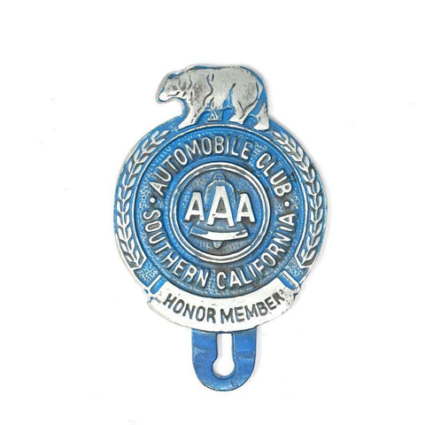 Automobile Club Bear License Plate FOB Topper, AAA, Painted Antique Finish