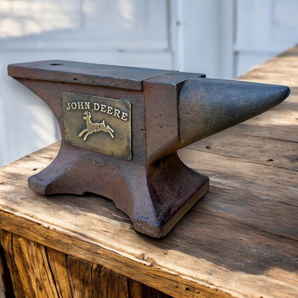 John Deere Cast Iron Anvil With Antique Vintage Finish and Stamped Maker's Mark