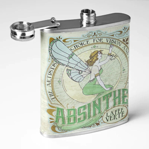 Absinthe Green Fairy Stainless Steel Flask