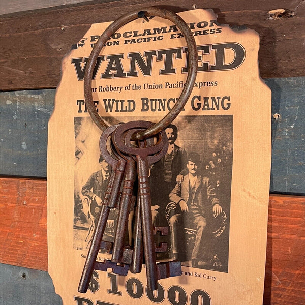 Iron Jailer Keys (5) Old West Vintage Style Antique Finish 5 Keys and Key Ring