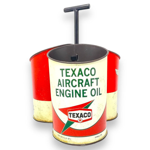 Texaco Oil Can Metal Caddy With Retro Vintage Inspired Design