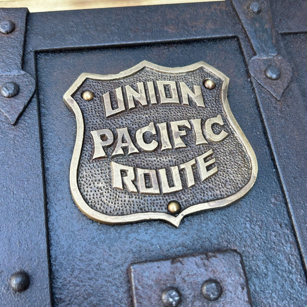 Union Pacific Route Iron Strong Box Chest With Antique Vintage Finish