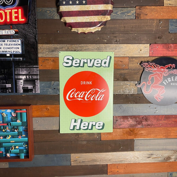 Coca Cola Served Here 24" Steel Sign