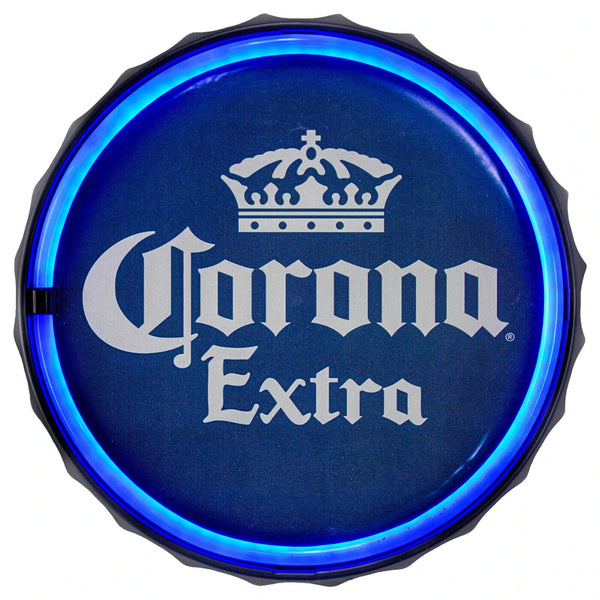 Corona Extra Neon LED Light Rope Bar Sign Bottle Cap Round Shaped Man Cave Decor