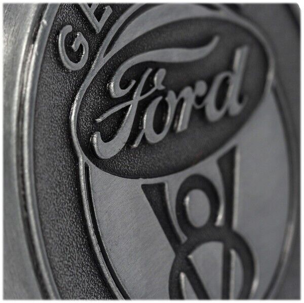 Ford V8 Genuine Parts Round Embossed Metal Drawer Pull Knob