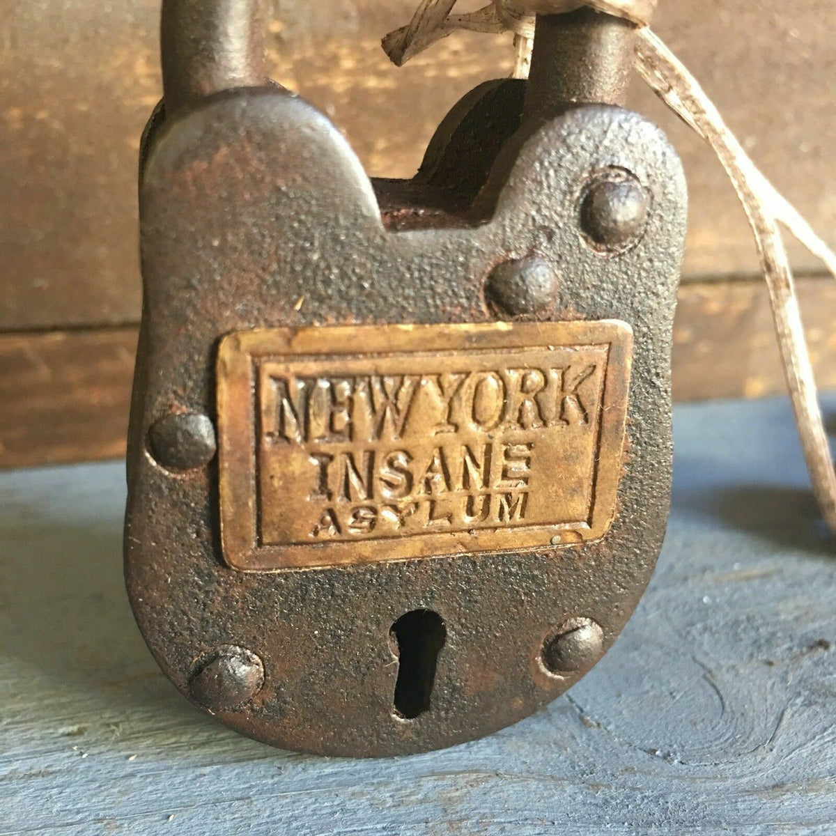 New York Insane Asylum Working Cast Iron Lock W/ 2 Keys W/ Rusty Antiq ...