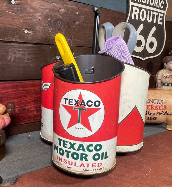 Texaco Oil Can Metal Caddy With Retro Vintage Inspired Design