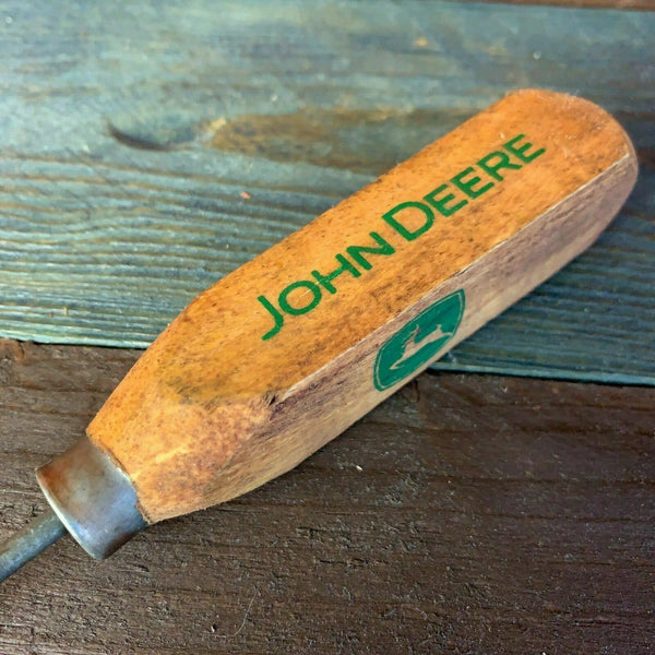 John Deere Advertising Ice Pick, Wood Handle, Antique Finish